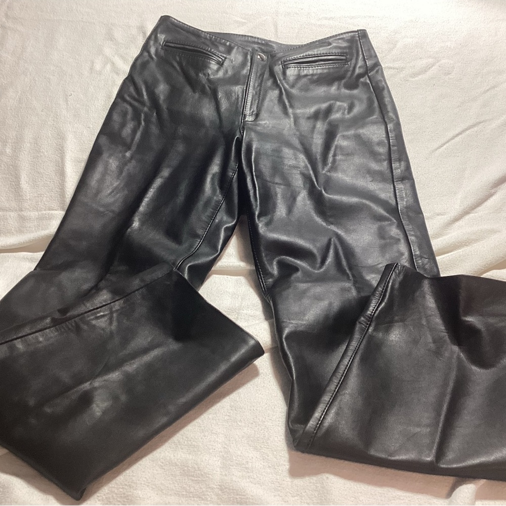 Woman's Black Maybe Brand Leather Pants Size 42 In Argentina U.S.10-12